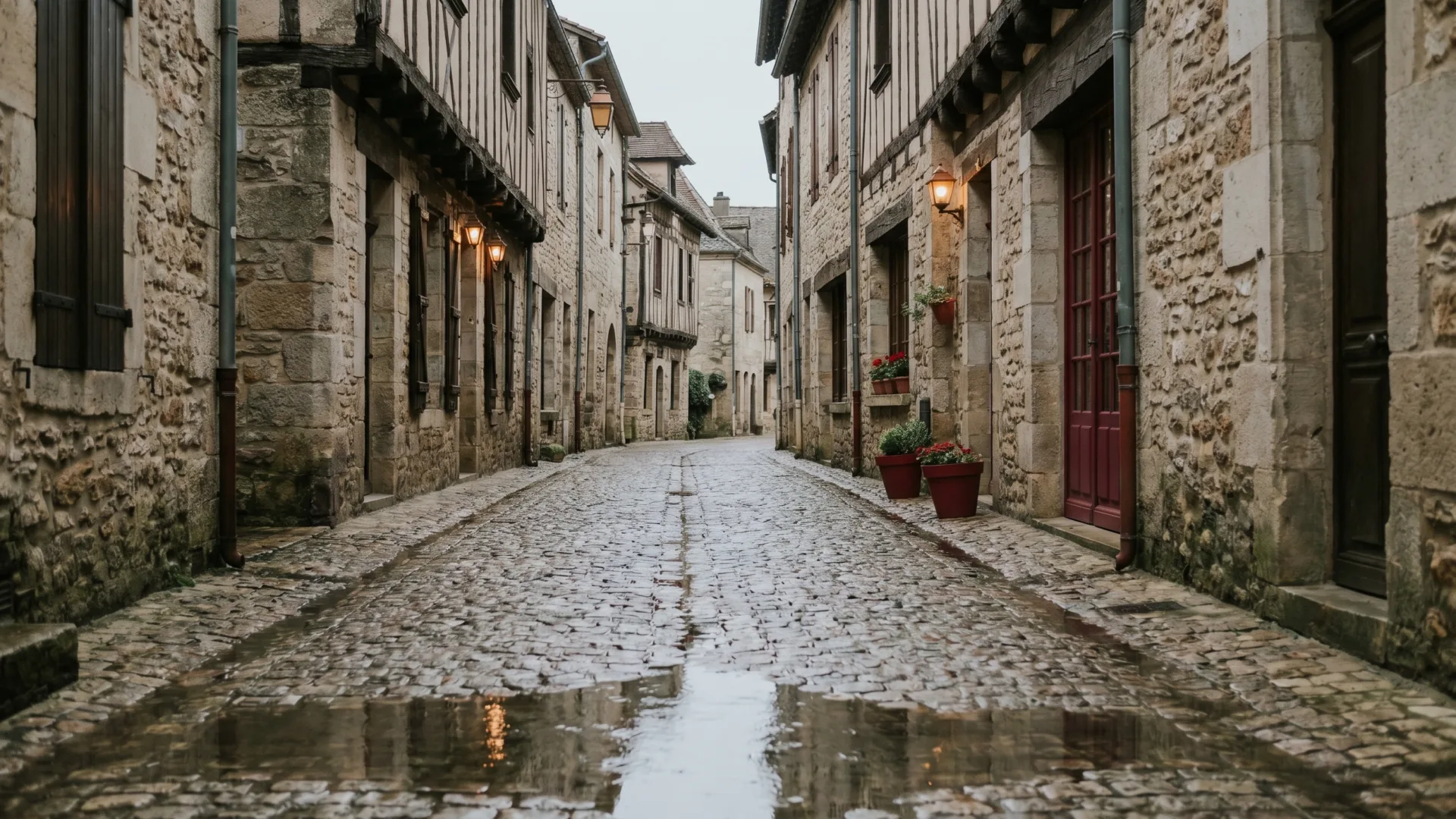 Rue inondée en Dordogne